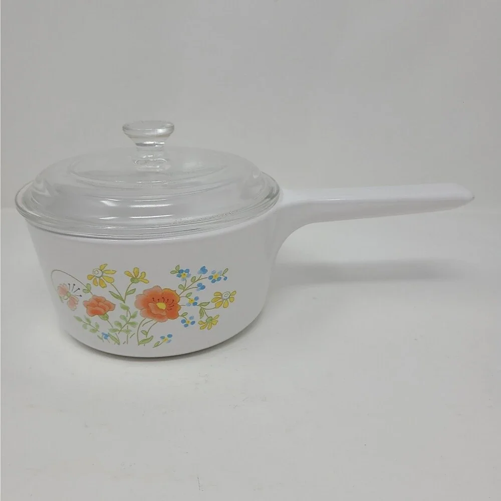 Vintage Corning Rangetoppers  2 1/2 Quart Saucepan Wildflower With Lid